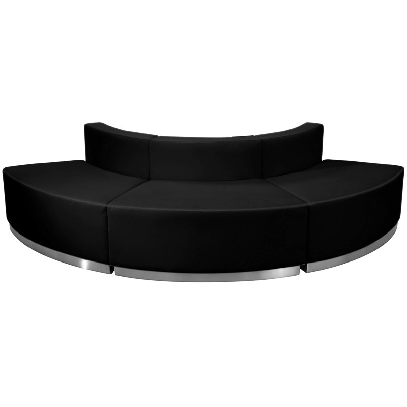 Hercules Alon 3 PC LeatherSoft Modular Reception Configuration w/Taut Back &Seat, Black Faux Leather