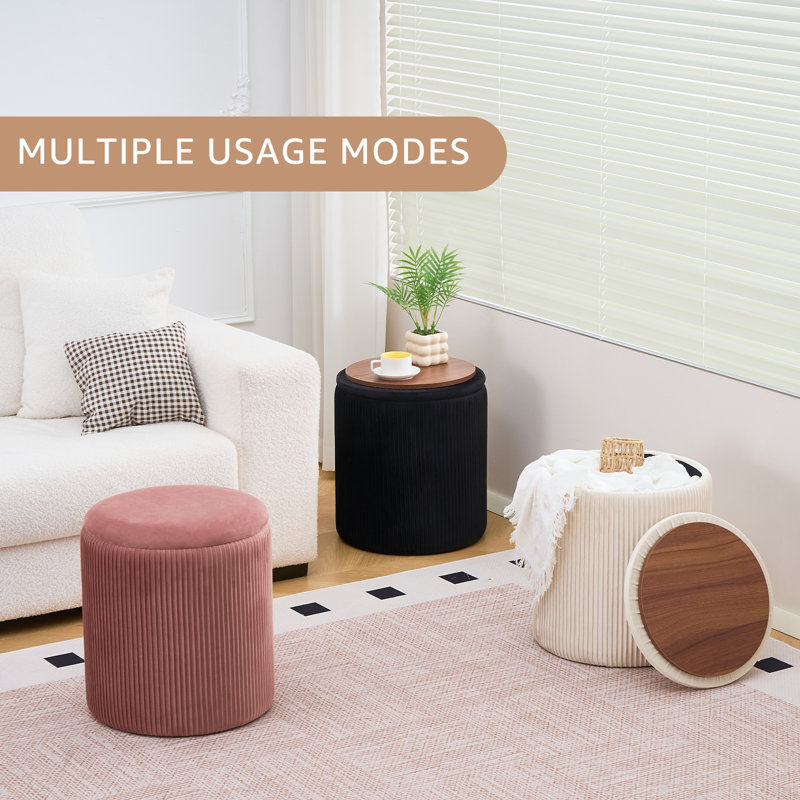 Upholstered Storage Ottoman Set Of 2, Charcoal