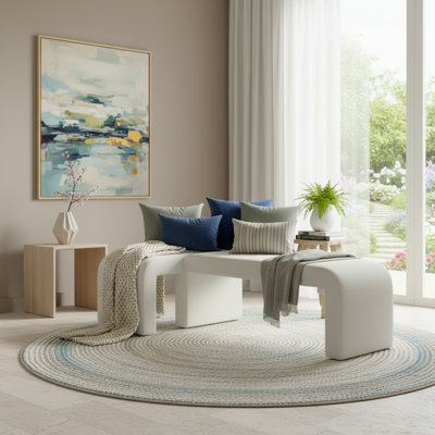 Sherpa Plush Upholstered Bench, Versatile For Multiple Spaces, Waterfall-Style Otaku Bench. by Red Barrel Studio