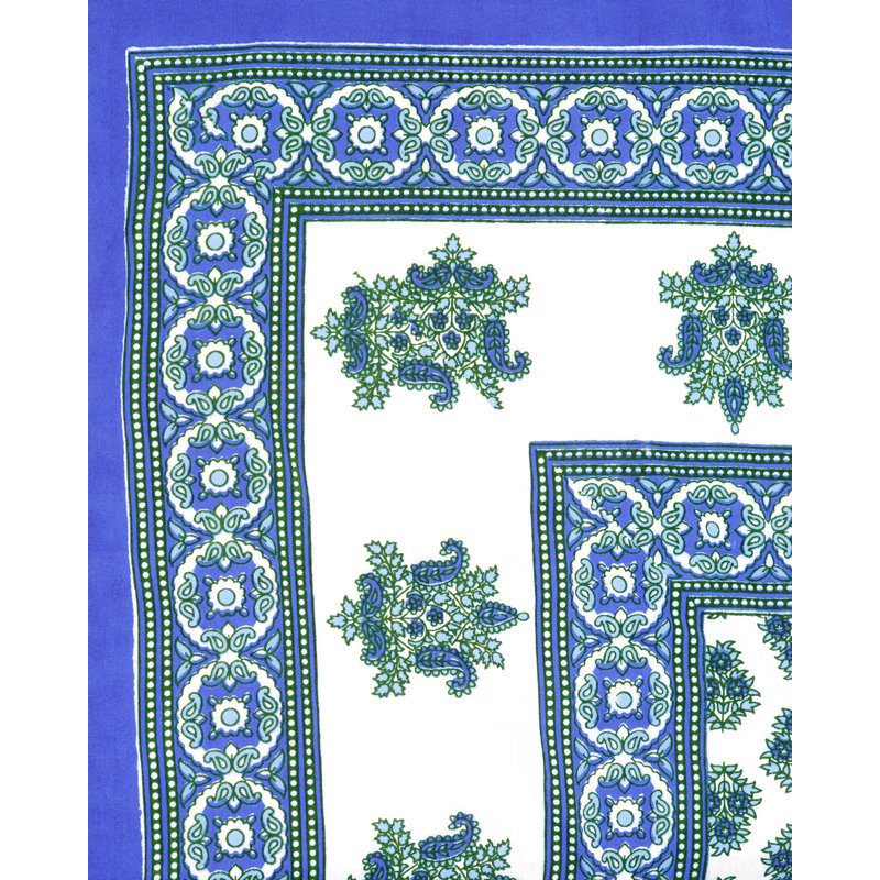 Floral 100% Cotton Tablecloth, Blue, 108" x 90"