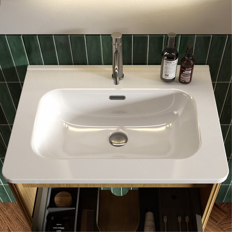 Bassin intégré en céramique blanche, drain non inclus, 30"