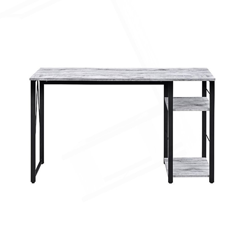 Rectangular Writing Desk With 2 Tier Shelf, Antique White
