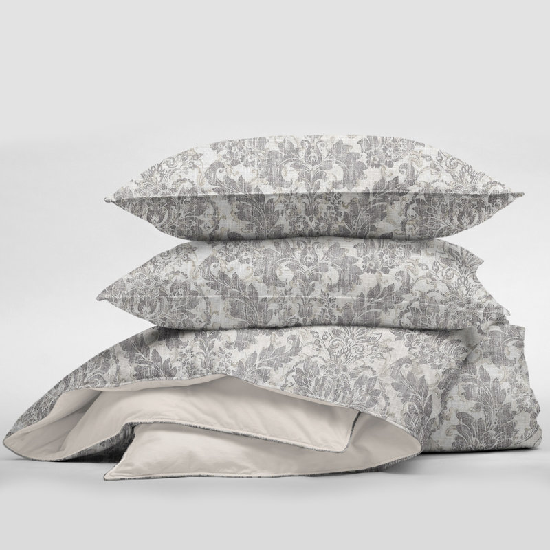 Bordeau Linen Comforter, King Comforter + 2 Queen Shams, Blush