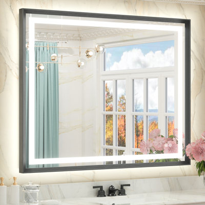 Miroir de salle de bain Dineen avec éclairage DEL avant et arrière