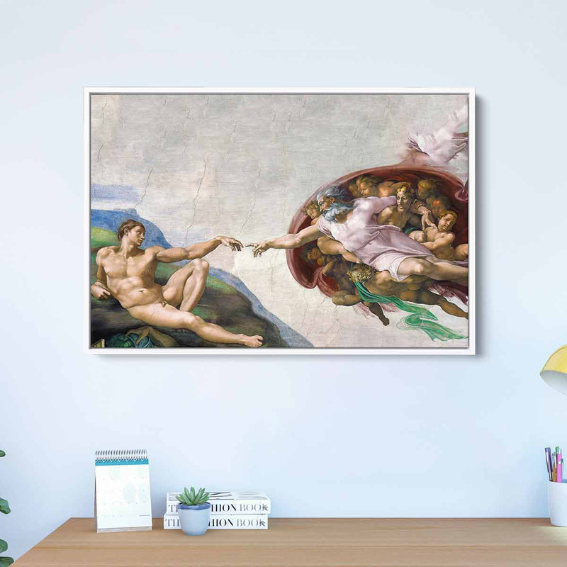 Bitsy, création multicolore d'Adam, toile d'art 8277 sur toile par Michel-Ange, Cadre flottant blanc, H 20 po x l 30 po