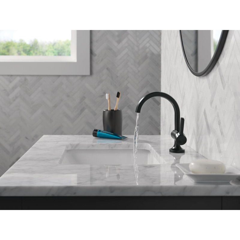 Albion Single Hole Bathroom Faucet with Drain Assembly, Single Handle Bathroom Sink, Matte Black