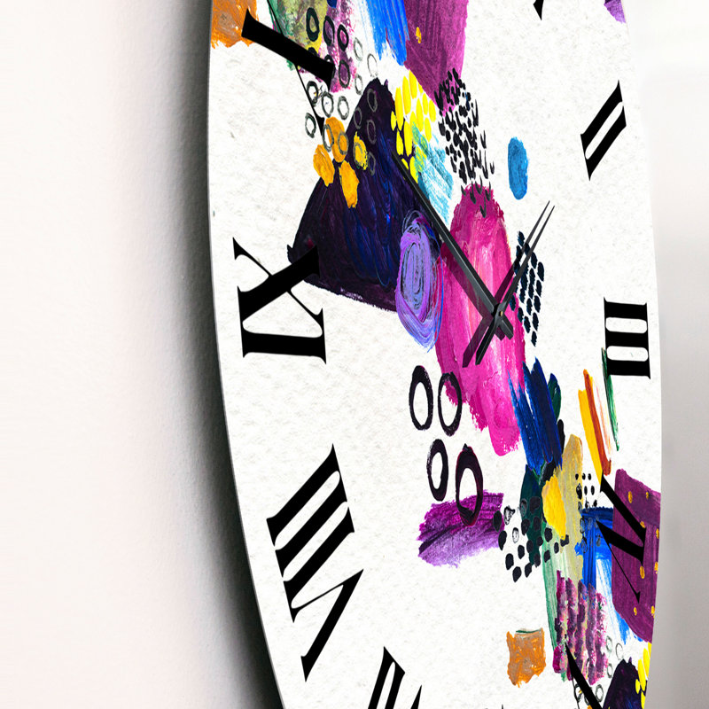 Multicolore motif de peinture sans soudure I - horloge murale moderne, Surdimensionné