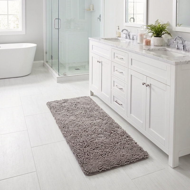 Tapis de bain en chenille 58 x 24 avec envers antidérapant - Mousse à mémoire de forme en chenille absorbante à velours épais
