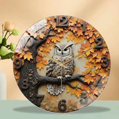 Horloge murale hibou - horloge murale moderne en verre 12 po