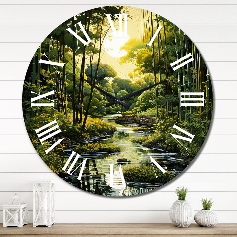 Asian Art Bamboo Whisper II - Horloge murale asiatique, Très grand