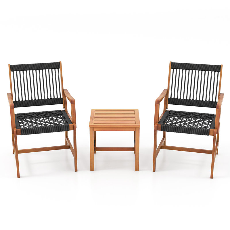 2 - Person Acacia Wood Patio Dining Set with Square Table