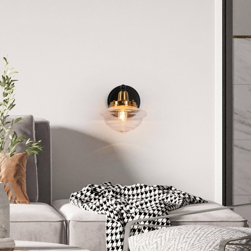Applique murale à 1 lumière à intensité variable noire et dorée Eugie pour verre d'intérieur Eugie