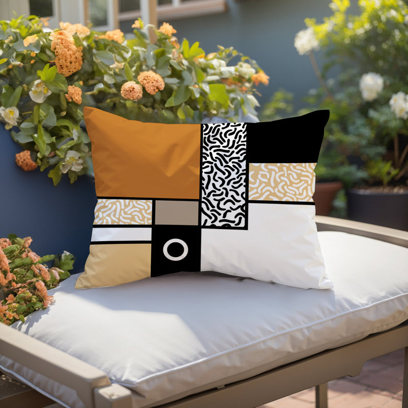 Coussin lombaire réversible intérieur / extérieur Plexa, Rectangle H 18 po x l 25 po, Orange