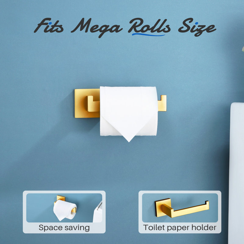 6-Piece Bathroom Towel Holder Set, Brushed Gold
