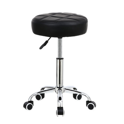Round Adjustable Height Swivel Stool with Wheels for Office Work