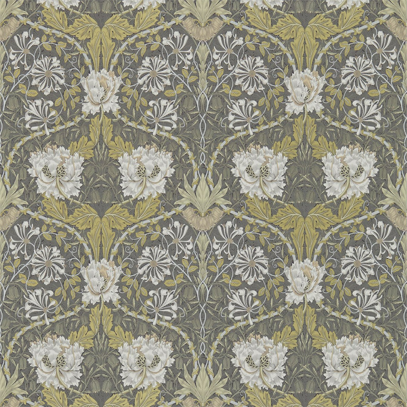 Honeysuckle & Tulip Wallpaper, Charcoal/Gold