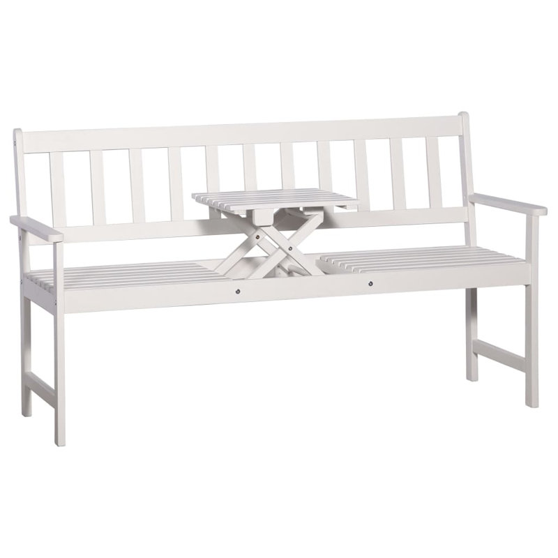 Garnich Solid Wood Acacia Outdoor Bench, White