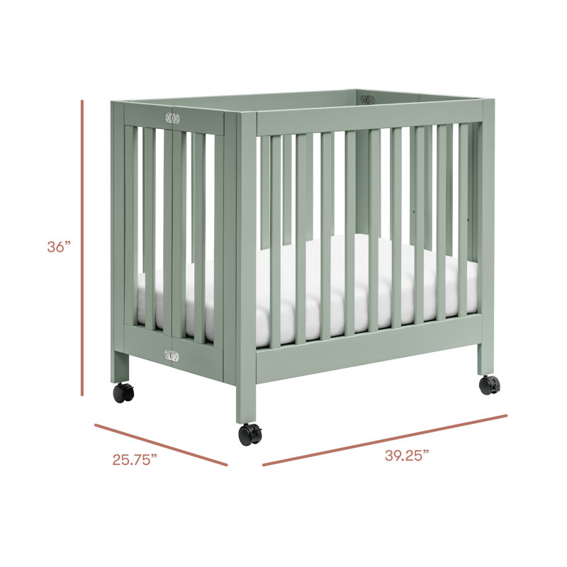 Origami Mini Portable Crib, Light Sage