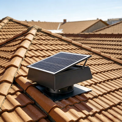 Ventilateur solaire de grenier réglable de 12 po, ventilateur d'extraction à double alimentation de 40 W avec télécommande à 3 vitesses, démarrage automatique à 25 ° C, contrôleur MPPT, ventilateur 1200 CFM pour entrepôt de garage sur le toit