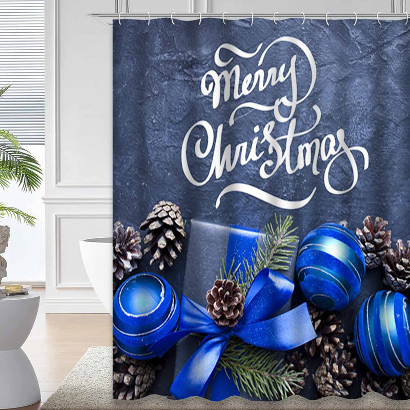 Rideau de douche de Noël avec 12 crochets, L 72 po x l 78 po