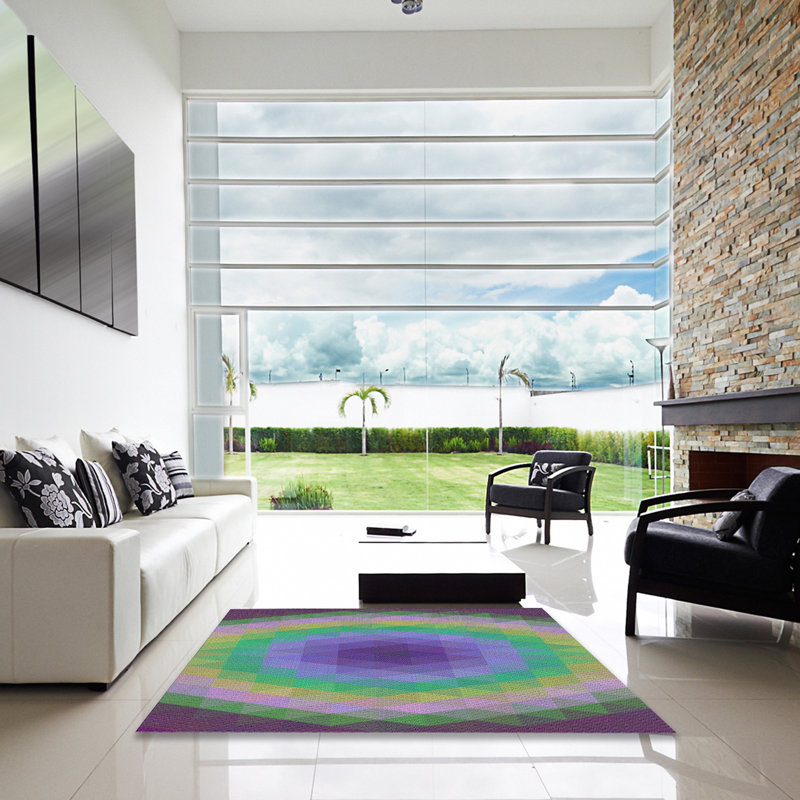Tapis mauve à motif géométrique Knaack, Carré 6 pi