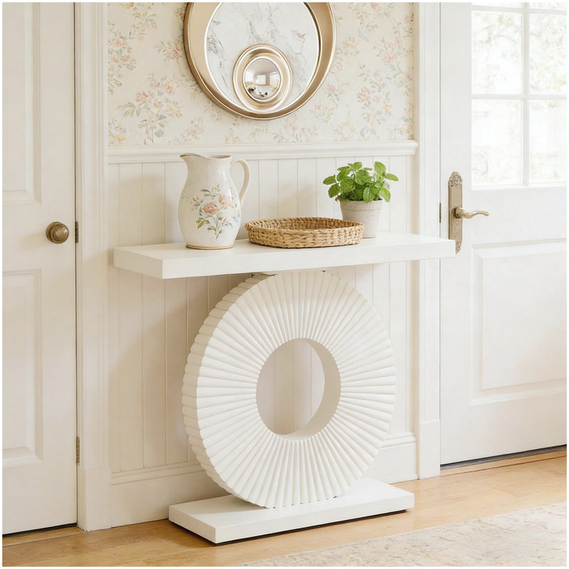 Elegant Sturdy Entryway Console Hall Table | Gift Idea, White