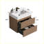 Meuble-lavabo mural 24 po en noyer brun flottant avec lavabo, meuble-lavabo mural moderne avec lavabo une pièce blanc pré-assemblé-571831726