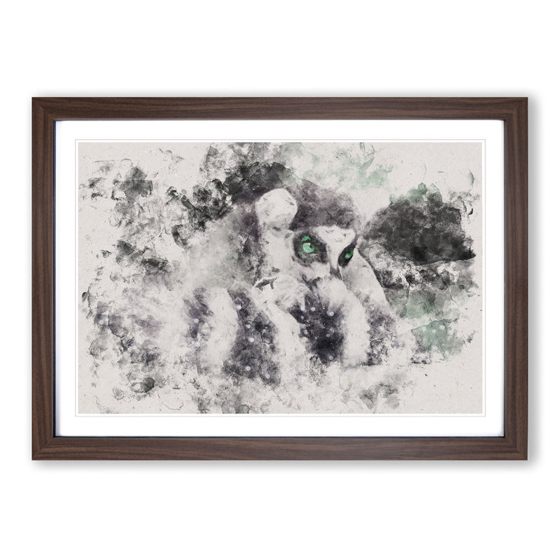 Ring-Tailed Lemur - Picture Frame Painting Print, 45cm H x 63cm W x 2cm D, Walnut Framed