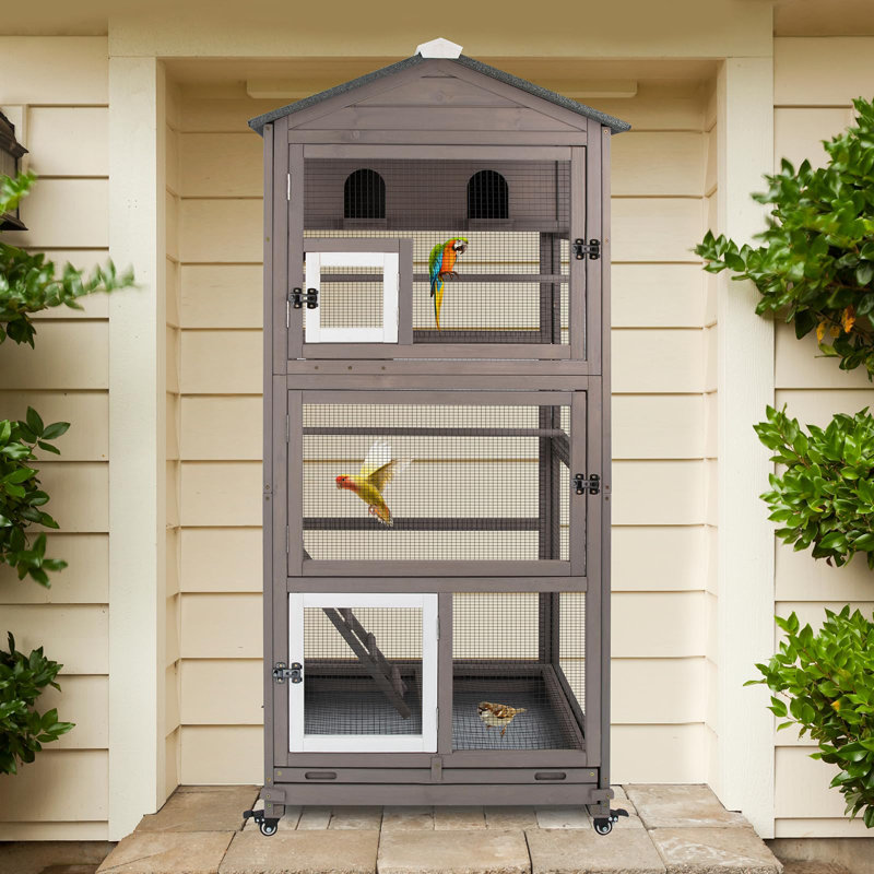 Grande cage à oiseaux en bois Gunars