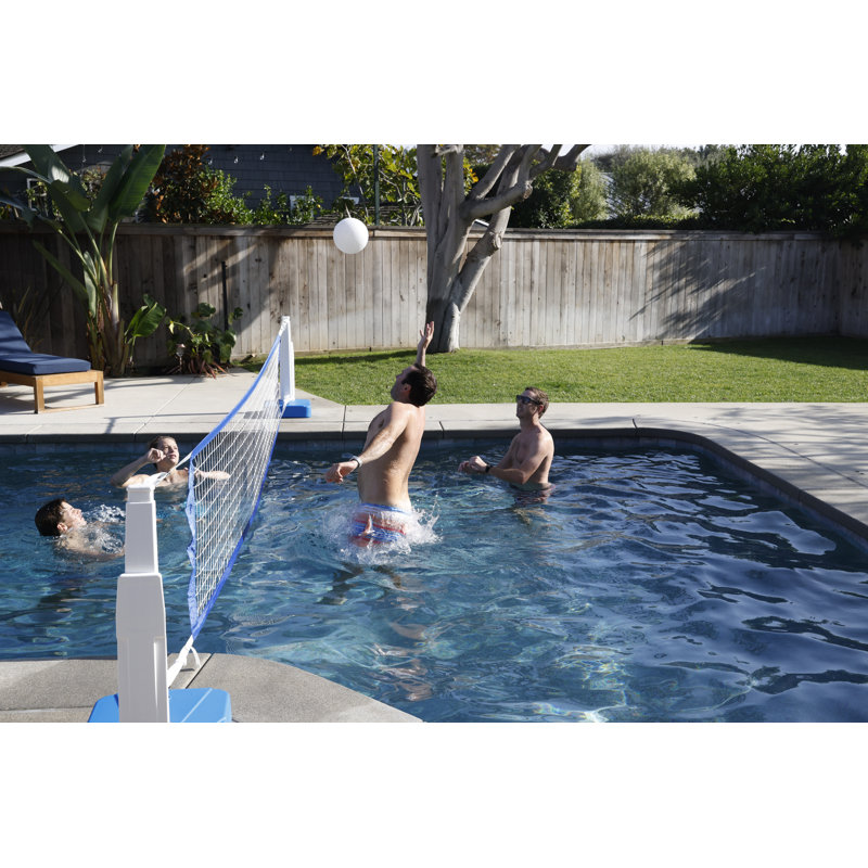 Blue and White 2-in-1 Pool Basketball and Volleyball Set