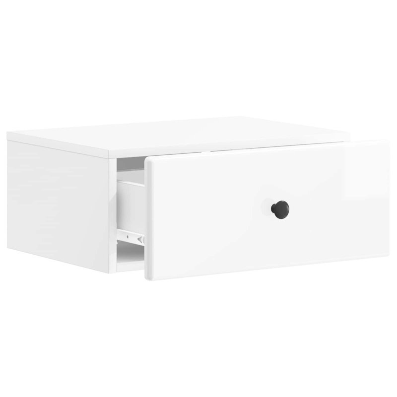 49cm W Manufactured Wood Bedside Table, High Gloss White