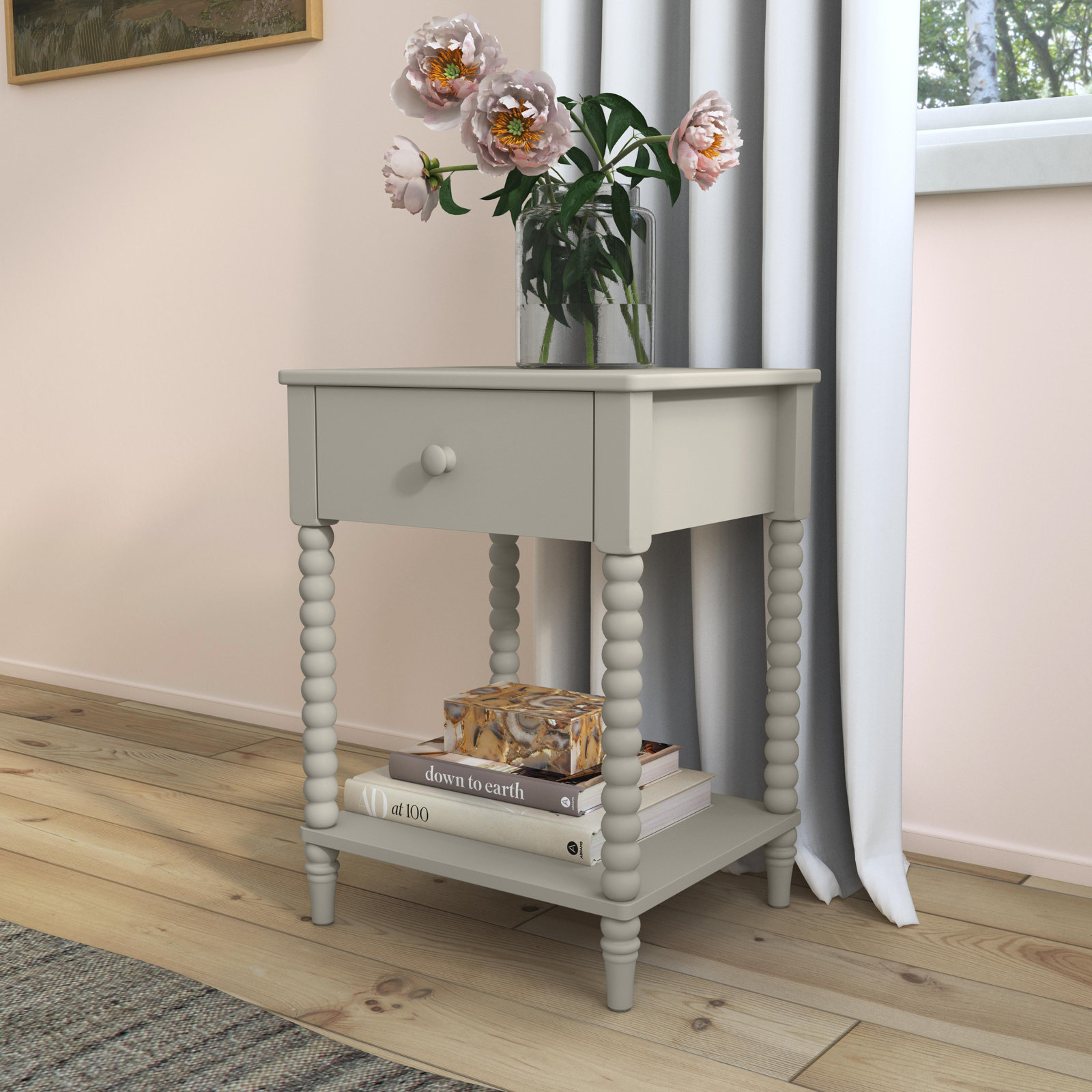 Benbrook 1 - Drawer Spindle Nightstand, Gray