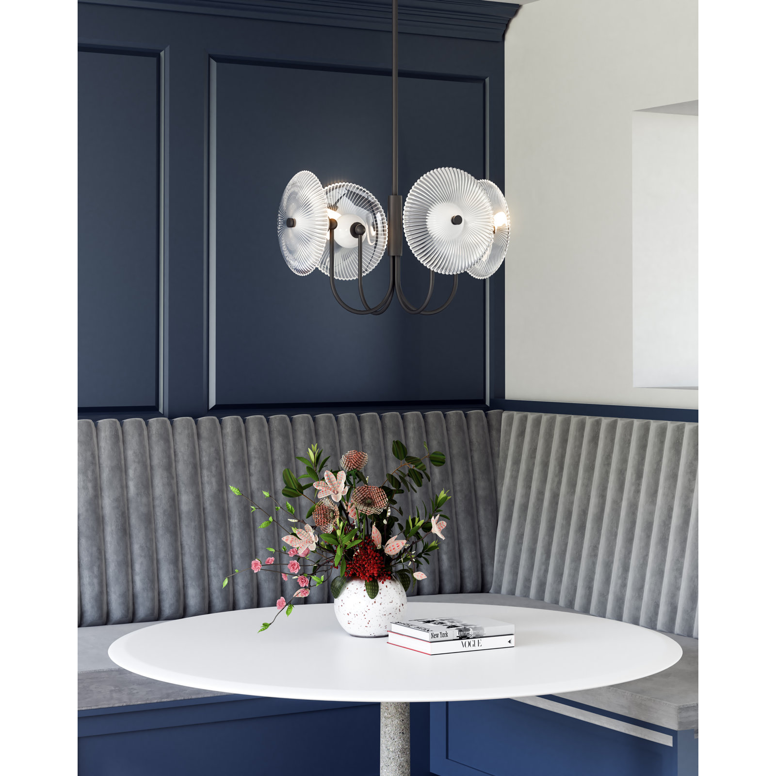 4-Light Chandelier, Matte Black