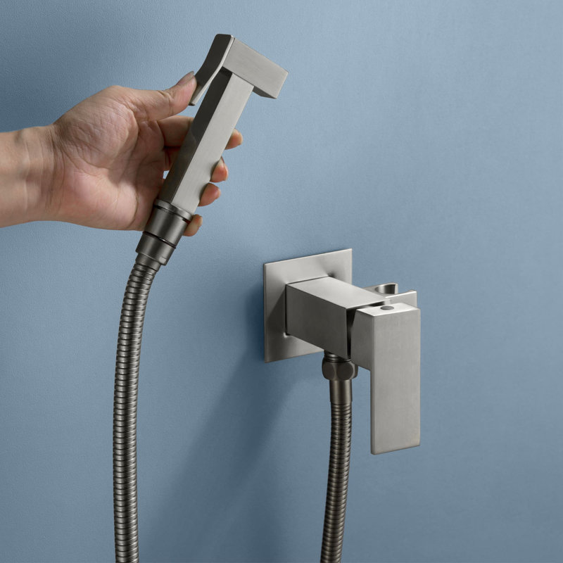 Wall Mount Vertical Bidet Faucet, Brushed Nickel