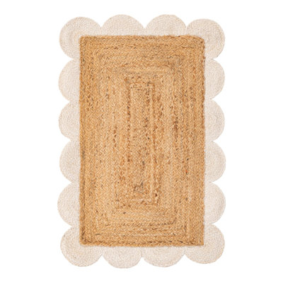 Scallop Braided Jute Hand-Braided Area Rug
