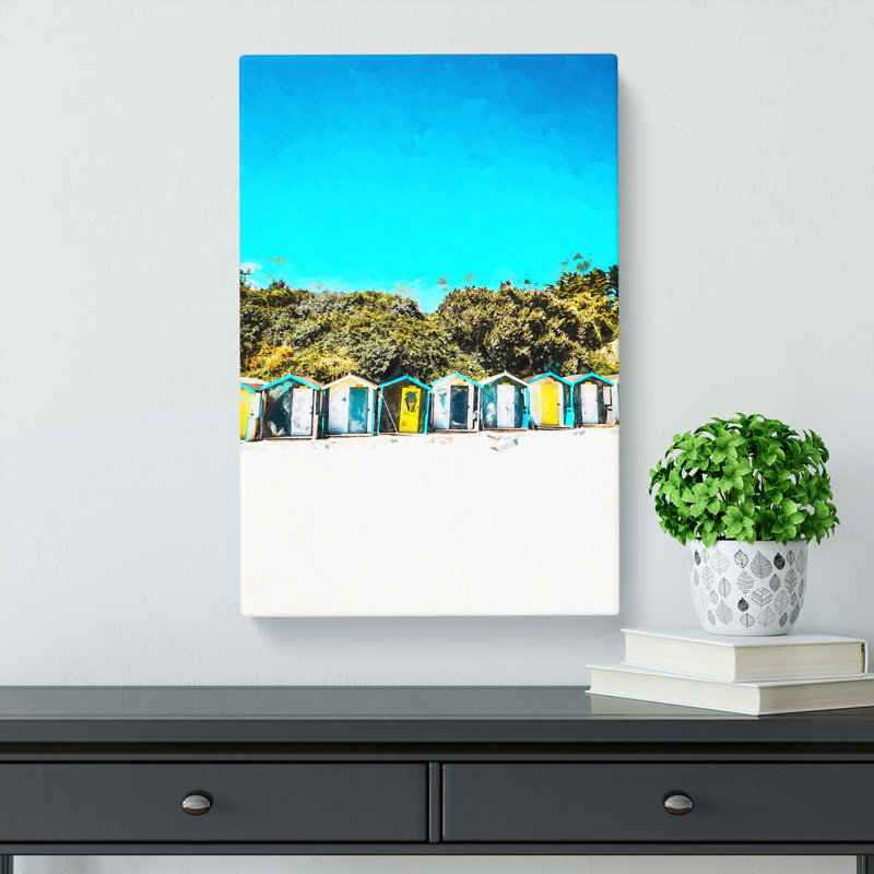 Swanpool Beach Huts In Falmouth In Abstract - Wrapped Canvas, 50cm H x 35cm W x 3cm D