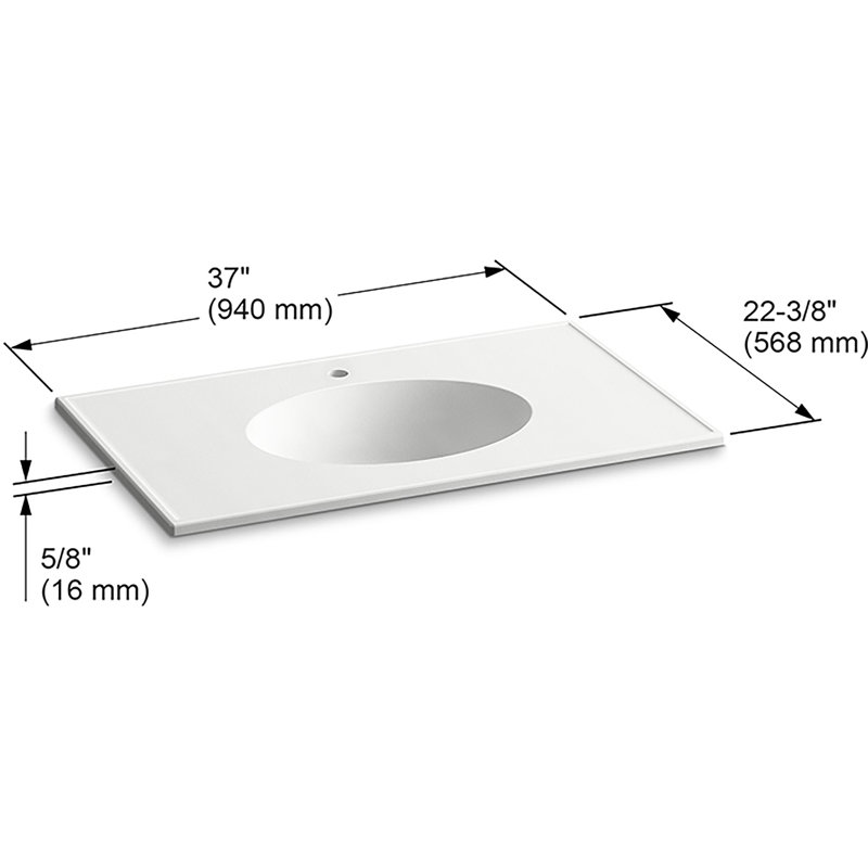 Ceramic Impressions Ceramic Drop-In Bathroom Sink with Overflow, Oval, White, Single