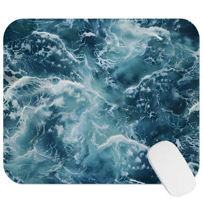 Beach and Coastal Ocean Waves Pattern XV Nautical Gaming Cute Office Laptop Desk Pad Gift Mat Square Rectangle Non-Slip Mousepad