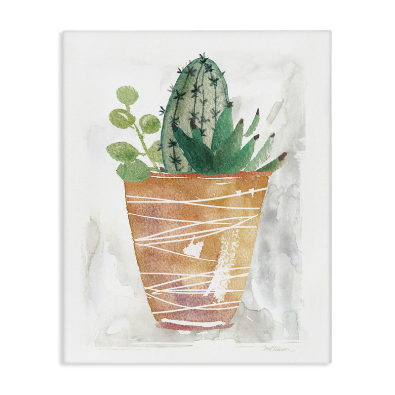  «Cactus & Succulent Vase», art mural sur toile par Carol Robinson, H 48 po x l 36 po