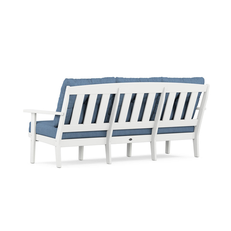 Lakeside Cape Cod Deep Seating Sofa, Classic White, Sky Blue