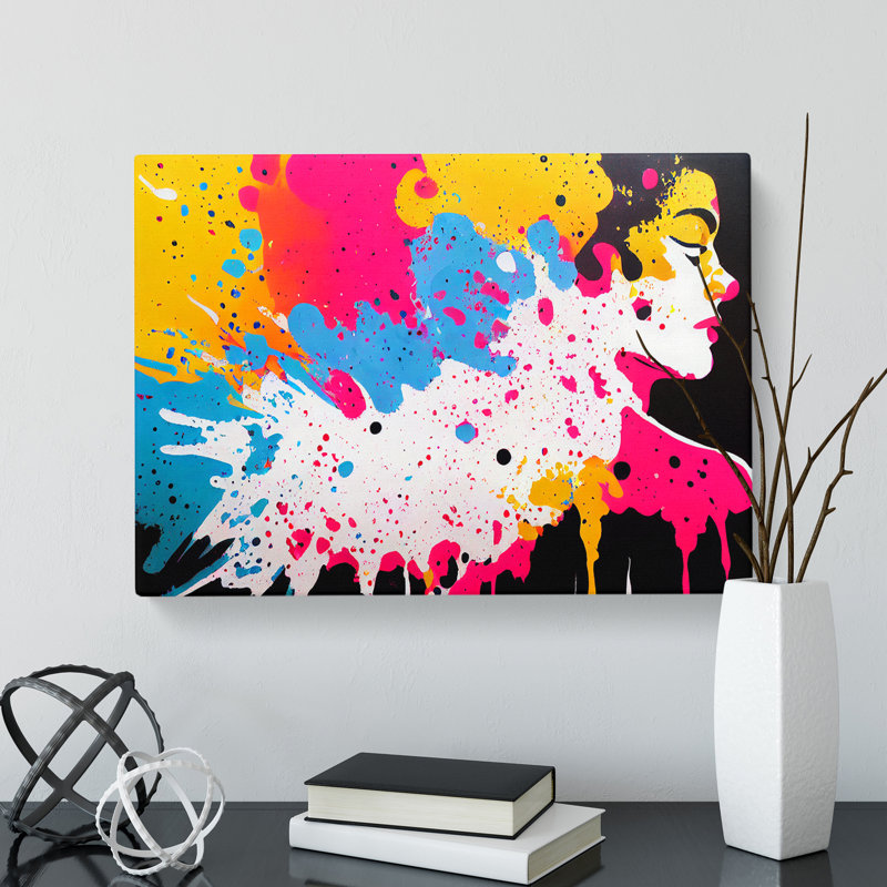 Paint Splashed Woman Abstract - Wrapped Canvas, 40cm H x 60cm W x 3cm D
