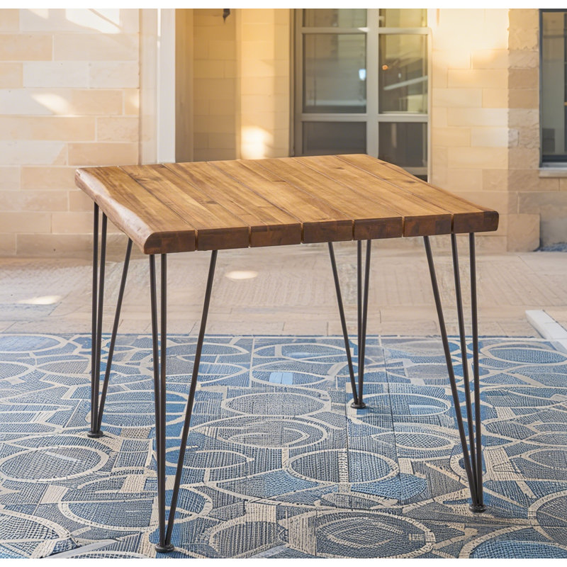 Table de salle à manger d'extérieur en teck brun