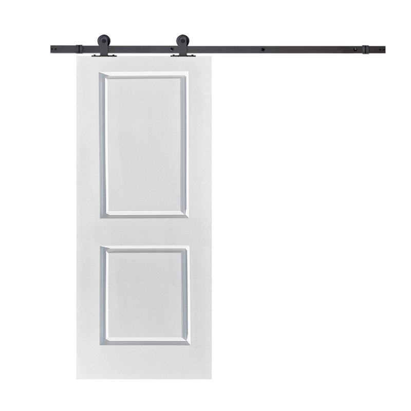 Porte de grange lambrissée peinte en bois et en métal avec trousse de quincaillerie d'installation, 36 po x 80 po, Blanc