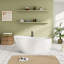 Baignoire de trempage autoportante 59 po. X 26 po en blanc mat brillant avec bonde escamotable