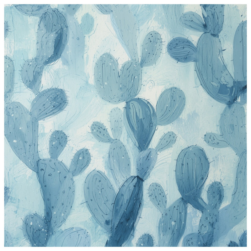 Tapis de bain cactus bleu, L 34 po x L 21 po