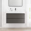 Meuble-lavabo suspendu gris moderne de 91 cm (36 po) avec lavabo blanc intégré et 2 tiroirs de rangement, fixé au mur et entièrement assemblé.-1806246181-1806246201