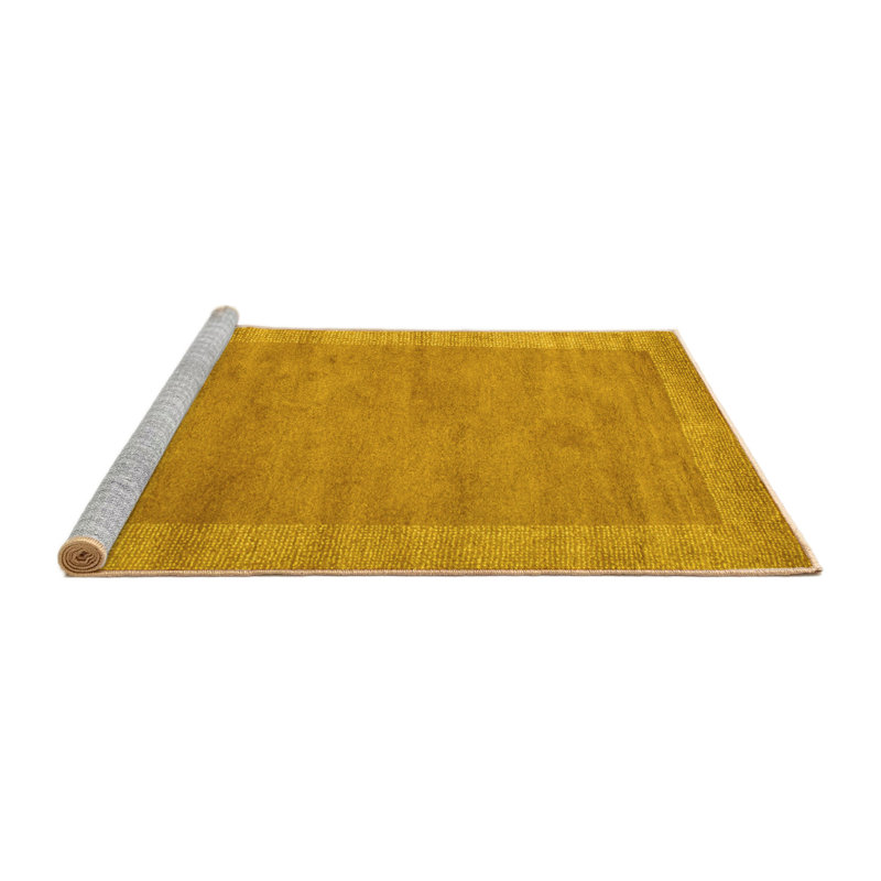 Tapis contemporains jaunes lavables à la machine 660, Carré 3 pi