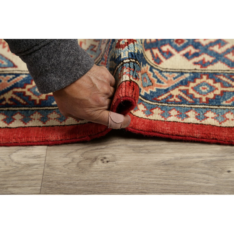 Tapis rouge / beige en laine noué à la main de conception unique 10 pi x 13 pi 7 po