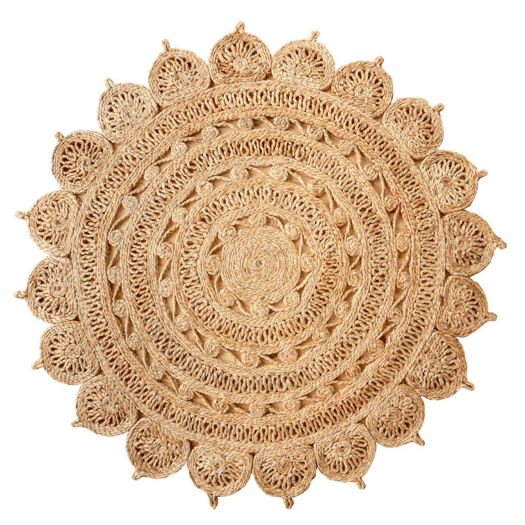 World Menagerie Donneville Handwoven Brown Jute Mandala Rug | Wayfair.co.uk