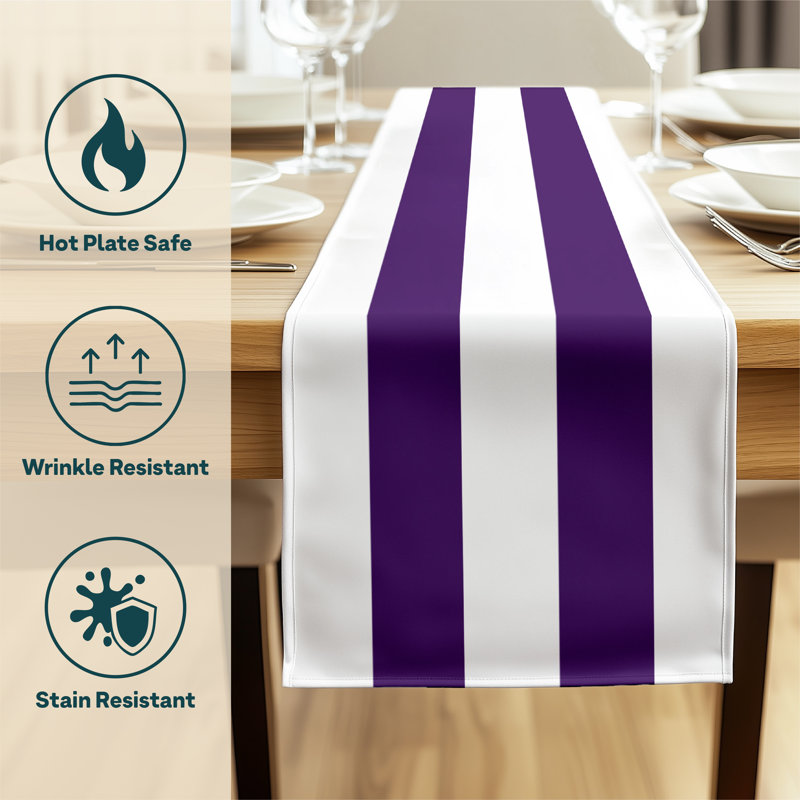 Purple Striped Table Runner 72" x 12", Purple, 72" L x 12" W